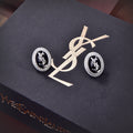 18K YSL Black Crystal Earrings