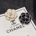 18K  Chanel Camellia Black & White Brooch